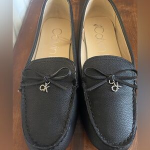 Calvin Klein Black Loafers with Bow Accent